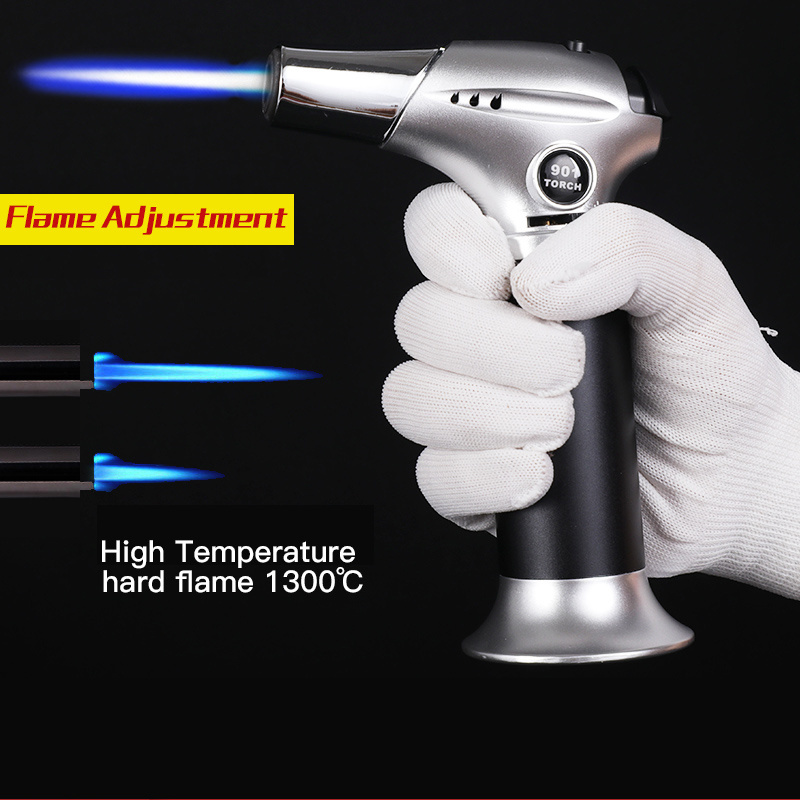 GF-901 Custom Logo Metal Jet Shisha Hookah Dab Cook Kitchen Refillable Butane Gas Torch Lighter