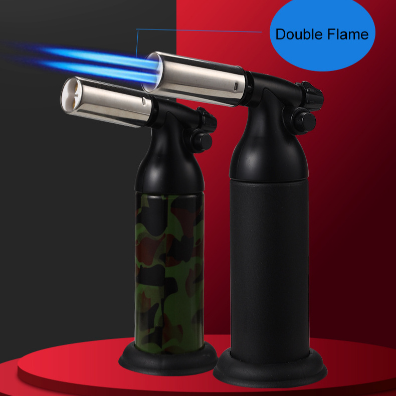 GF-9262 Big multi tool jet blue flame barbeque dual flame butane refillable gas torch lighter