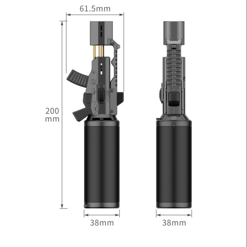 GF-917 new product powerful refill windproof jet metal ray gun shape butane gas torch lighter