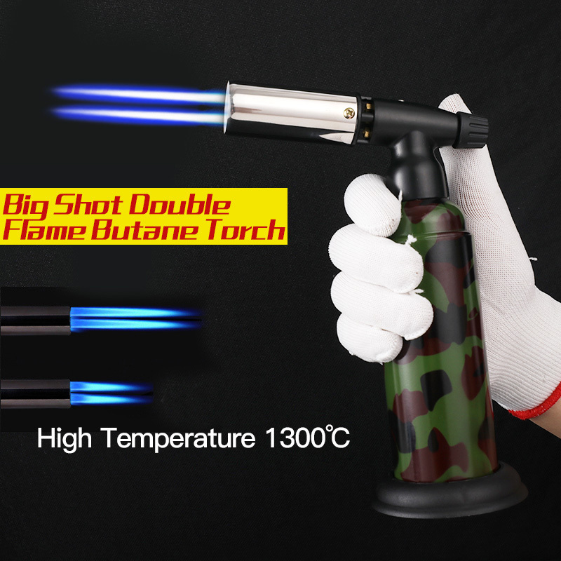 Gf926 Factory New Product Custom Logo Novelty  Ignitor BBQ Outdoor Kitchen Jet Double Flame Butane Torch Lighter