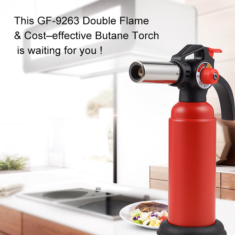 GF-9263 Most Powerful Refillable adjustable flames blow portable windproof butane lighter torches for soldering