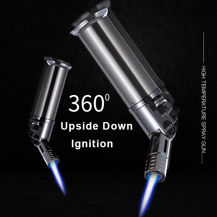 Gf-910 2024 Custom High Quality BSCI CE Cigar Smoking Jet Butane Torch Gas Lighter Metal