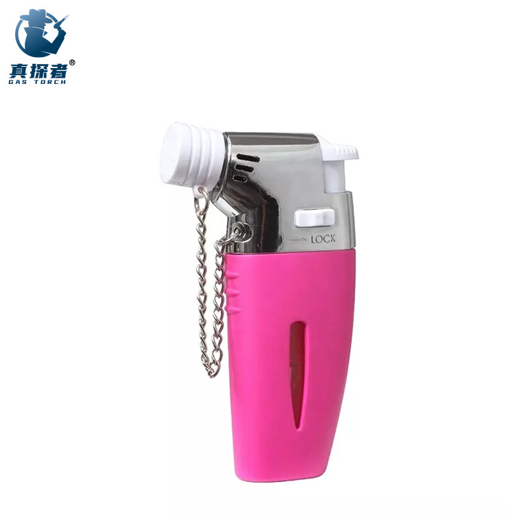 GF-862 Portable Cheap Culinary BBQ Fire Maker Mini Blow Pink Plastic Butane Burner Gas Torch Lighter Refill