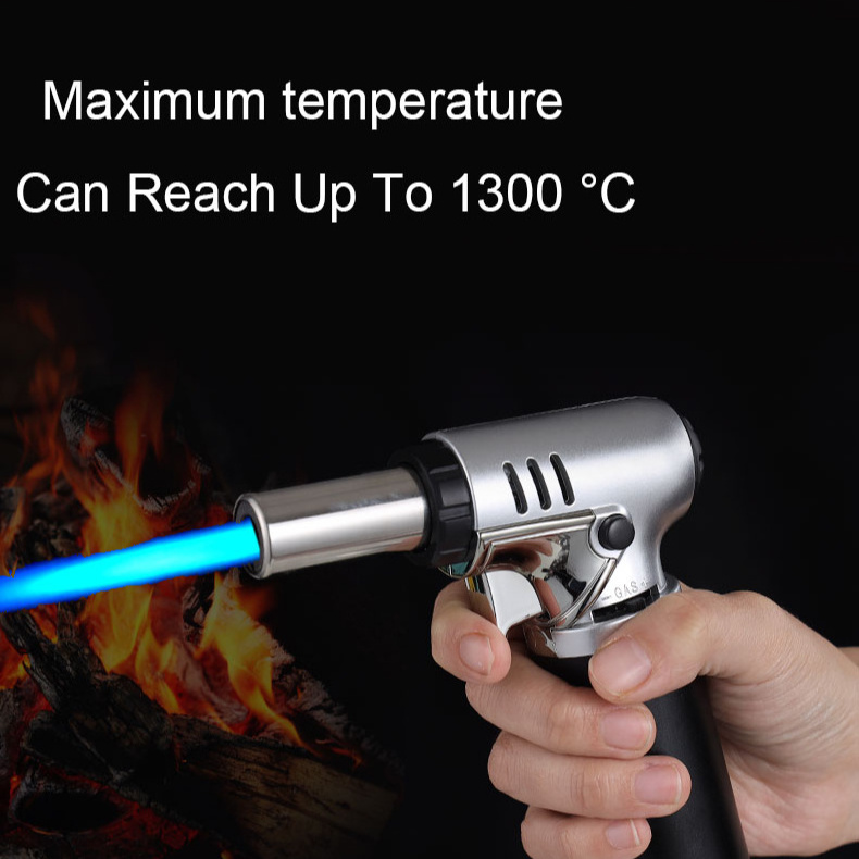 2023 GF907A custom logo printed refillable kitchen outdoor windproof jet torch flame butane torch lighter