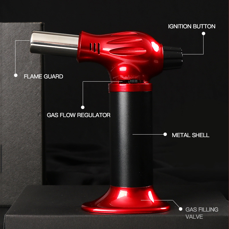 GF-906 High power refillable heating metal gun pistol chef cooking flame blow butane kitchen jet torch lighter