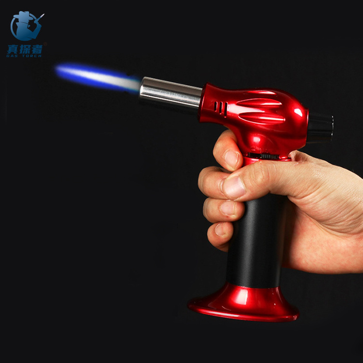 GF-906 High power refillable heating metal gun pistol chef cooking flame blow butane kitchen jet torch lighter