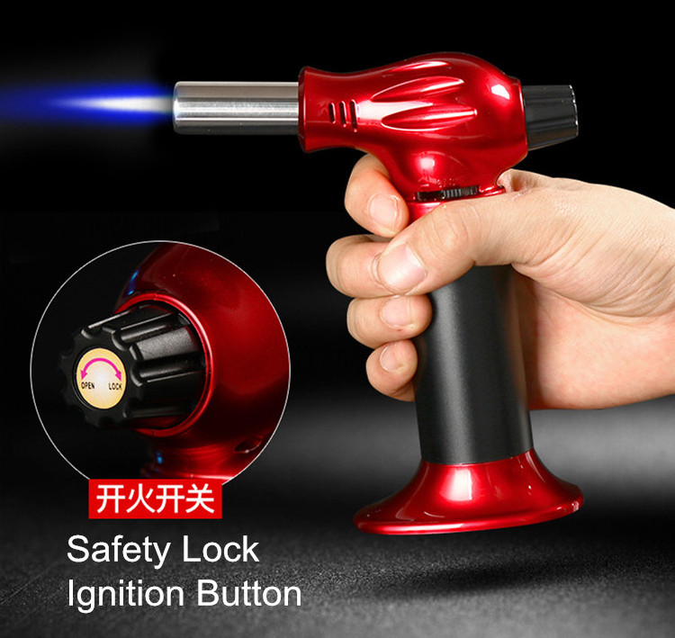 GF-906 High power refillable heating metal gun pistol chef cooking flame blow butane kitchen jet torch lighter