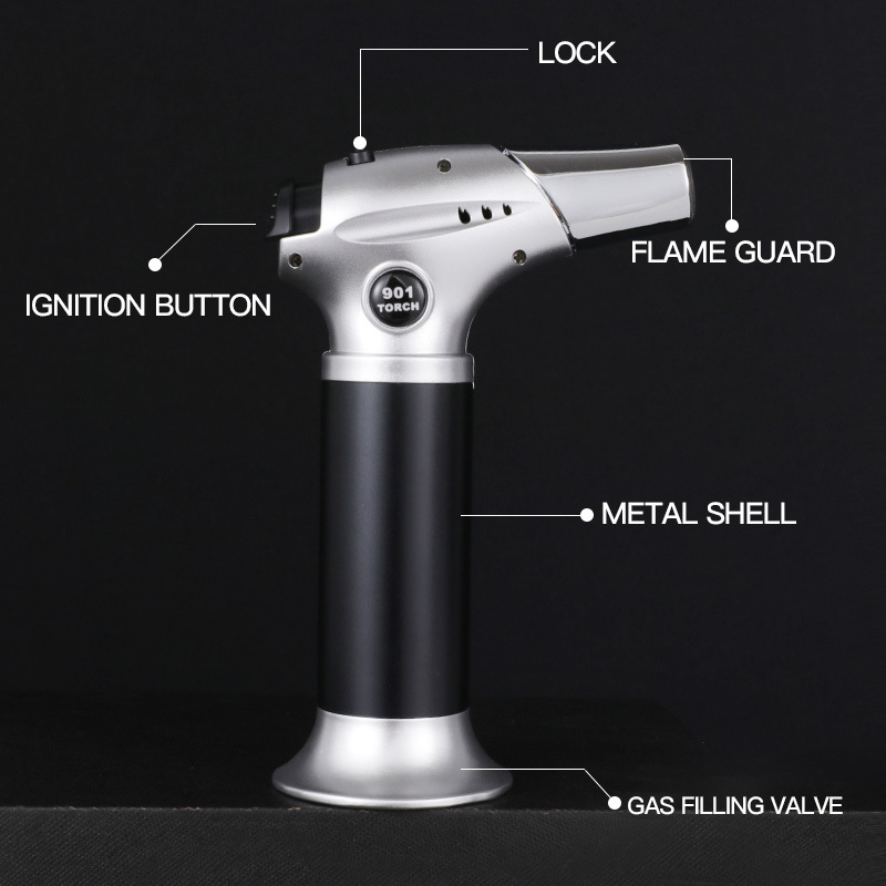 GF901 China Best Manufacturer Jet Flame Gun Outdoor Kitchen Cooking Metal Butane Torch Lighter