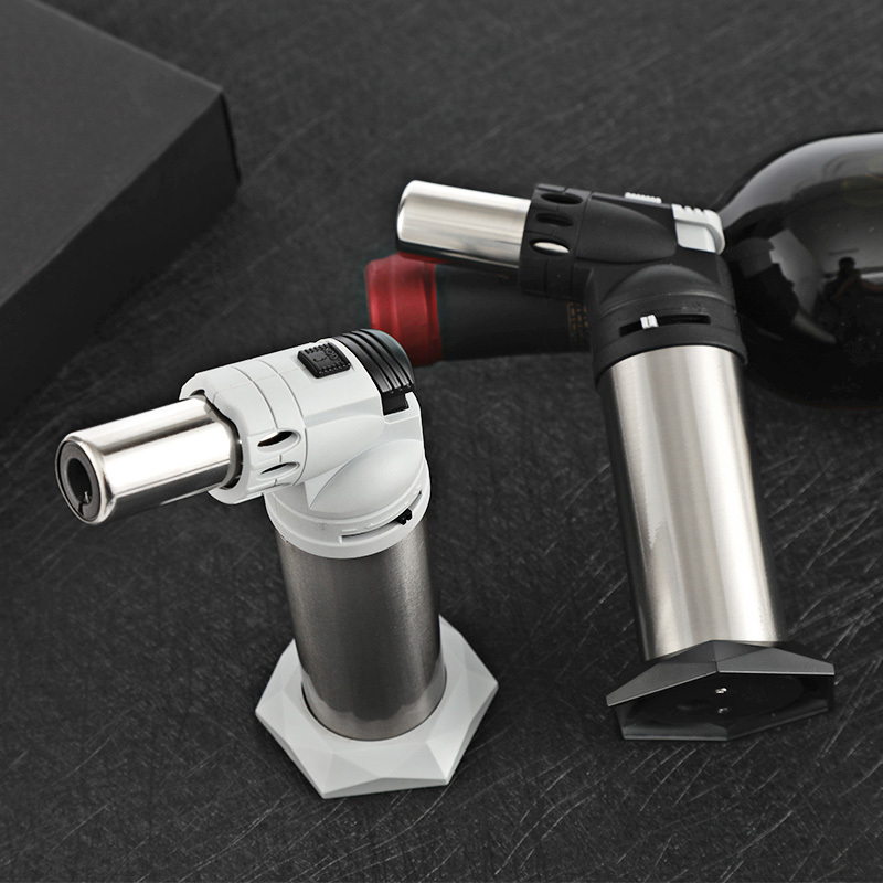 Gf-911China Factory Stainless Steel Butane Mesale Plasma Piezo Kitchen Gas Torch Lighter Flame Adjustment