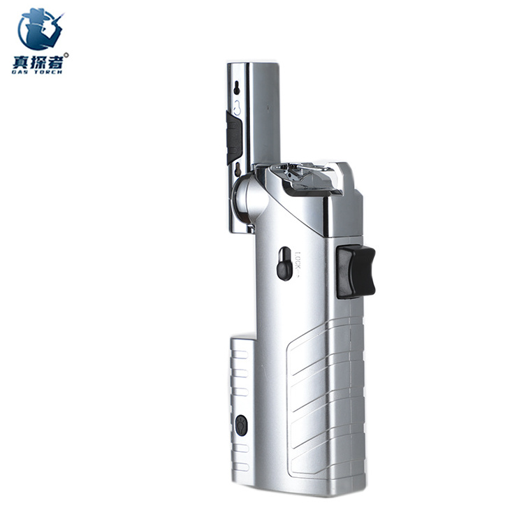 GF-912 custom logo printed unique windproof climbing butane fire rechargeable torch lighter outdoor