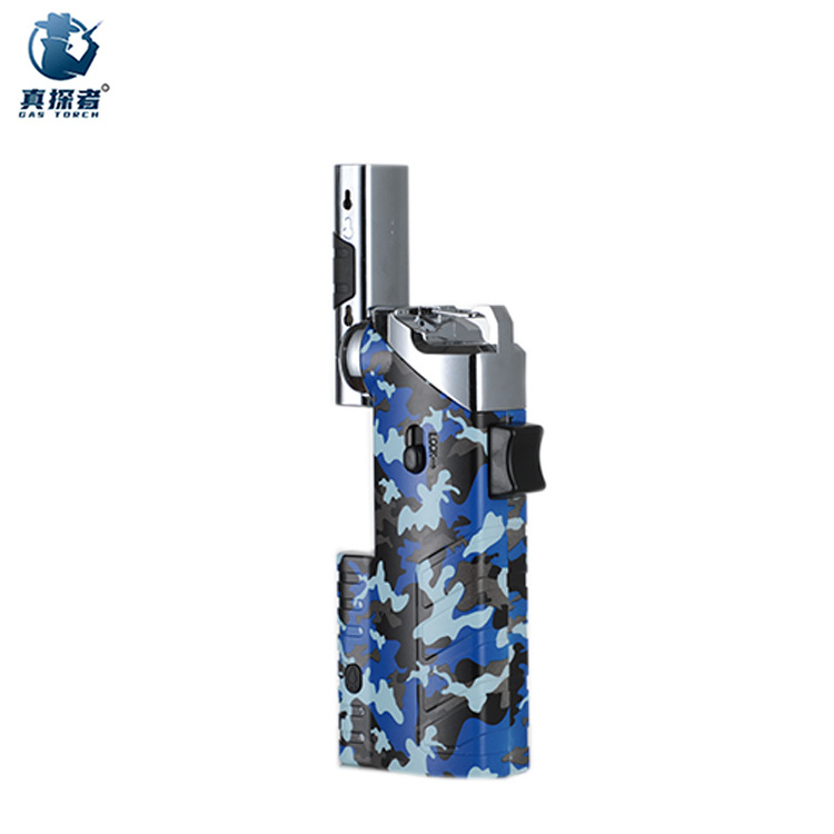 GF-912 custom logo printed unique windproof climbing butane fire rechargeable torch lighter outdoor