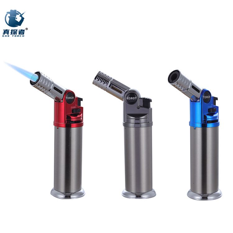 Gf-910 2024 Custom High Quality BSCI CE Cigar Smoking Jet Butane Torch Gas Lighter Metal