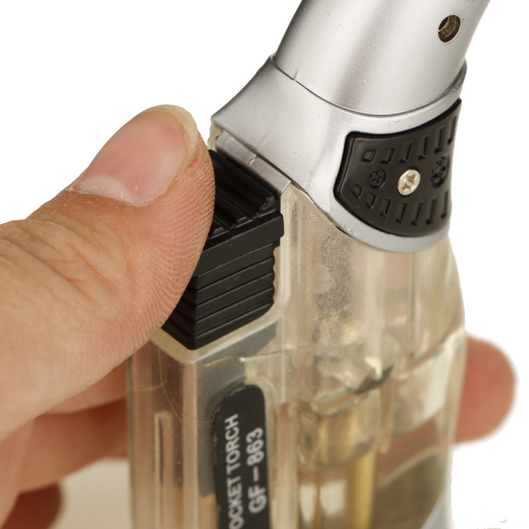 GF863 Cheap Micro Gas Torch small Refillable Cigar Jet Flame Blow Pocket Butane Torch Lighter