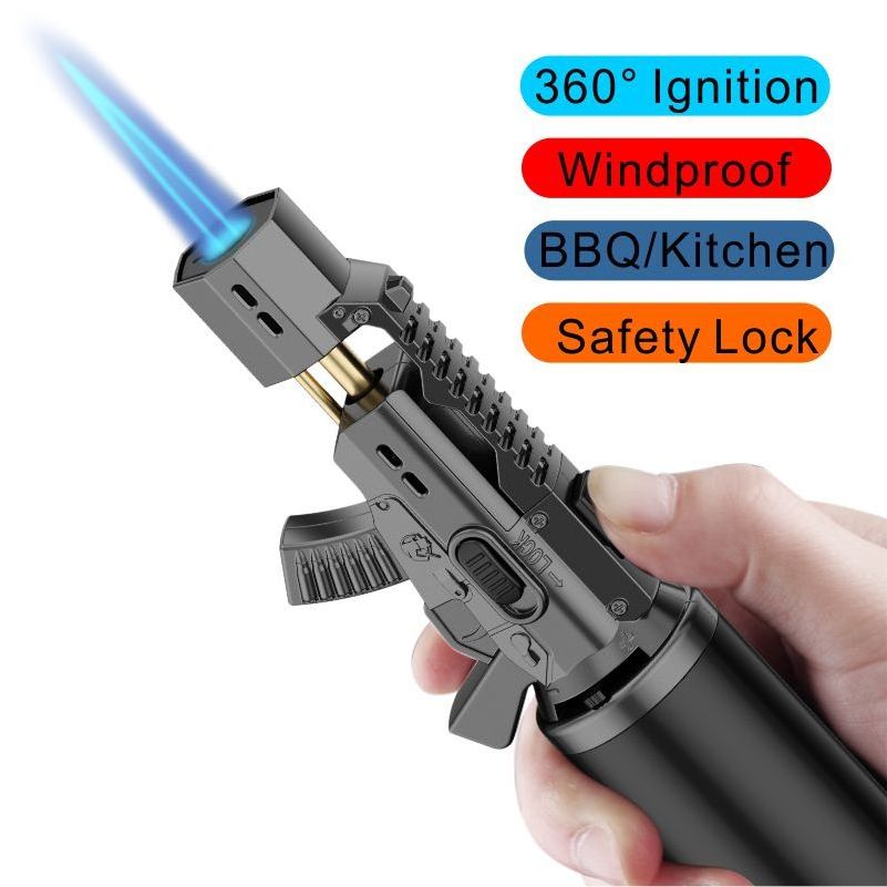 GF-917 Windproof ray gun new butane burner pistol blow gas torch lighter jet flame refillable outdoor camping for kitchen