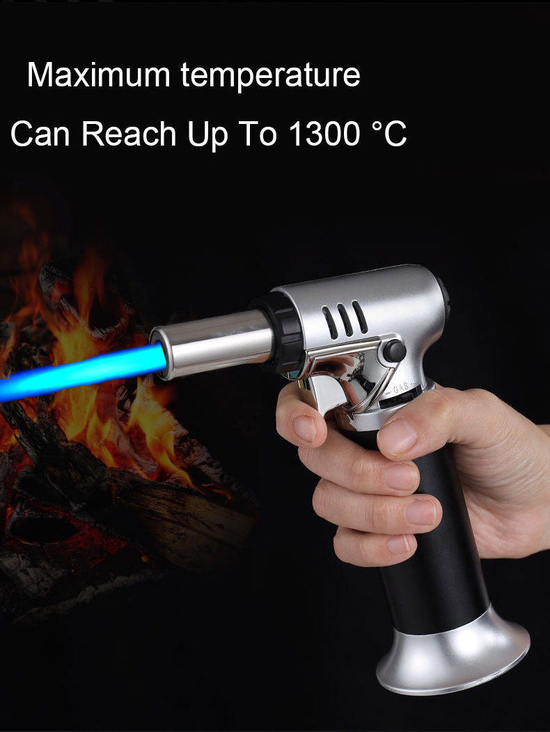 GF907A Portable Refillable Jet Flame Windproof Chefs Soldering Gun Blow Butane Gas Torch Lighter