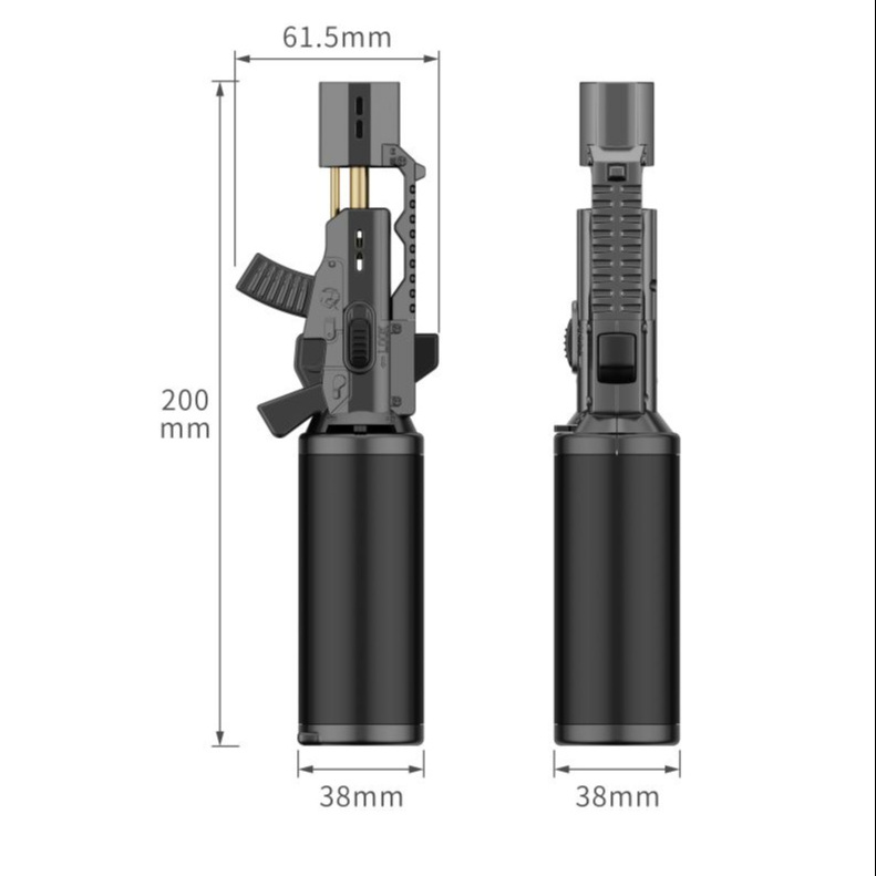 GF-917 New model metal refilled windproof straight gun shape torch blue flame lighter butane gas for kitchen