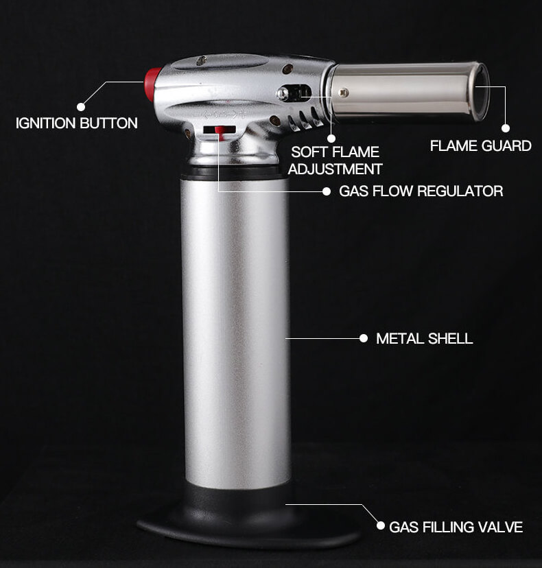 GF-877 custom logo portable refillable hand holder jewelry welding butane gas torch with button