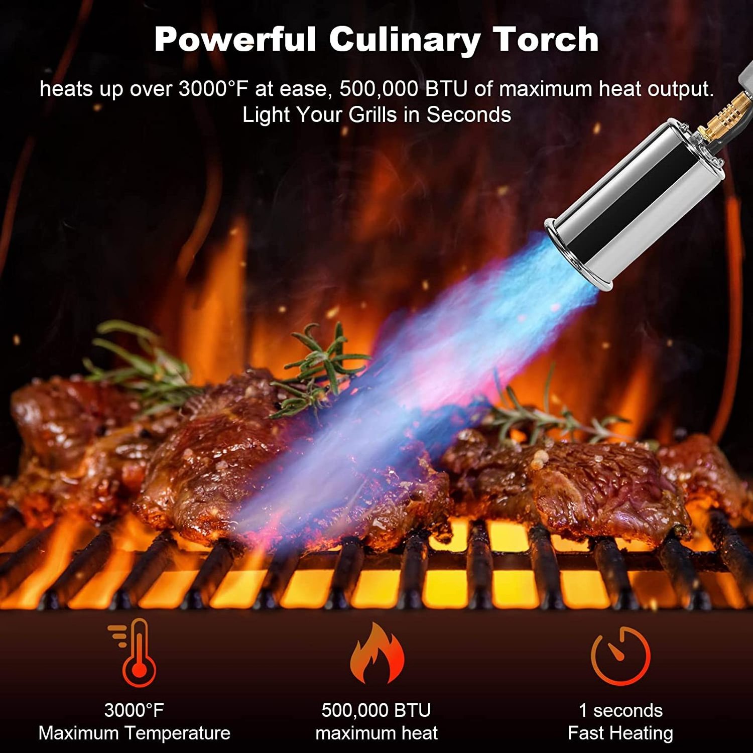 GF-8010 Best high temperature most powerful camping barbeque metal butane torch lighter for outdoor