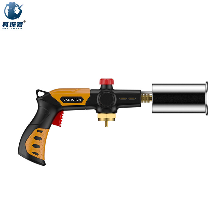 GF-8010 Custom most powerful hand hold fireplace charcoal gun style super flame butane torch lighter large BBQ