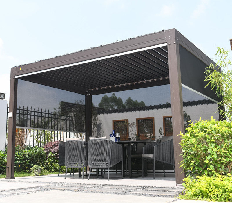 Retractable Solar Panel Roof Motorized Louver Gazebo Turkey Aluminium Pergola And Gazebos Outdoor