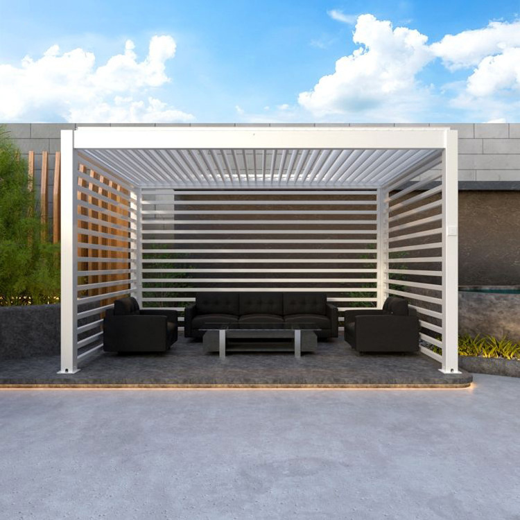 Wall Mounted Rainproof Opening Closing Roof Garden Gazebo Electric Aluminium Louvered Pergola