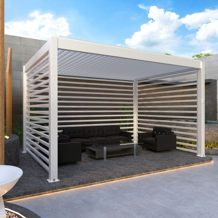 Wall Mounted Rainproof Opening Closing Roof Garden Gazebo Electric Aluminium Louvered Pergola