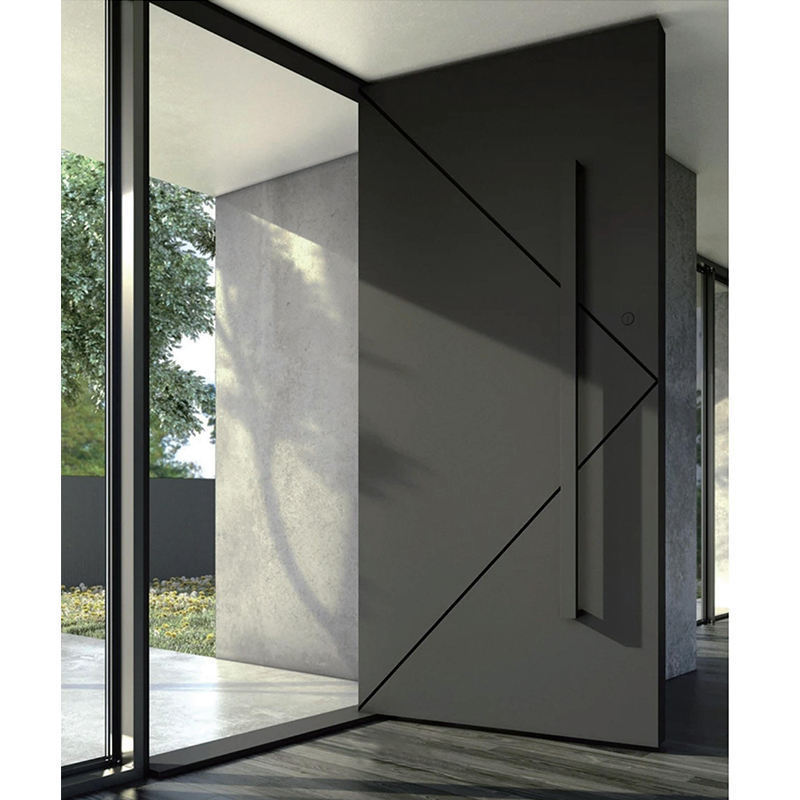 Modern Luxury Oversized Interior Metal Exterior Entry Glass Pivot Doors