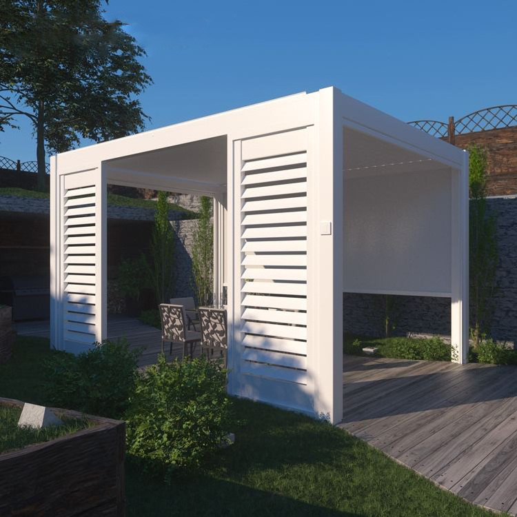 Modern Design Aluminium Frame Terrace Garden Pergola Canopy Roof Gazebo With Aluminum Fence