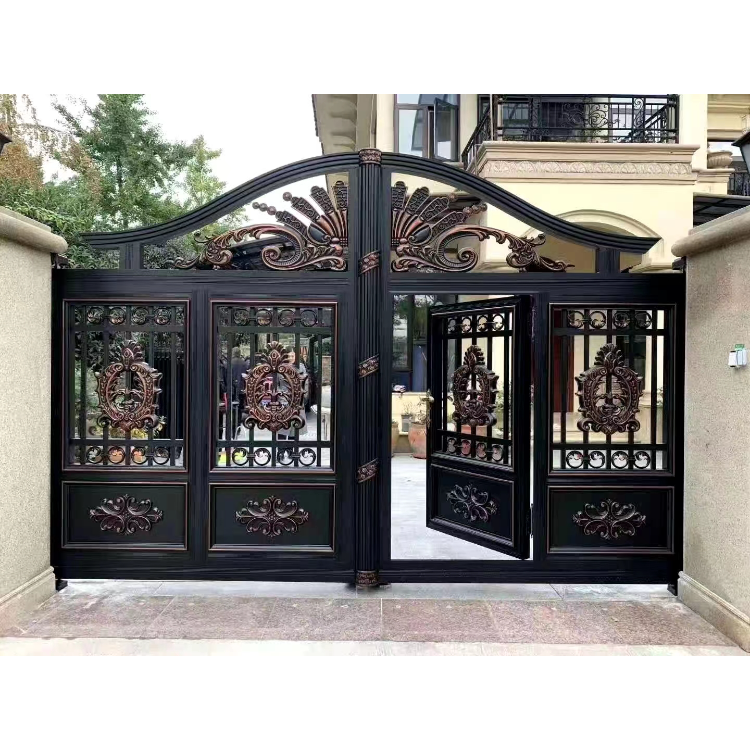 Garden Gates Automatic Swing Driveway Gate Gold Cast Aluminum Metal Aluminum Alloy Modern Electric Aluminum Gate Iron Pallet