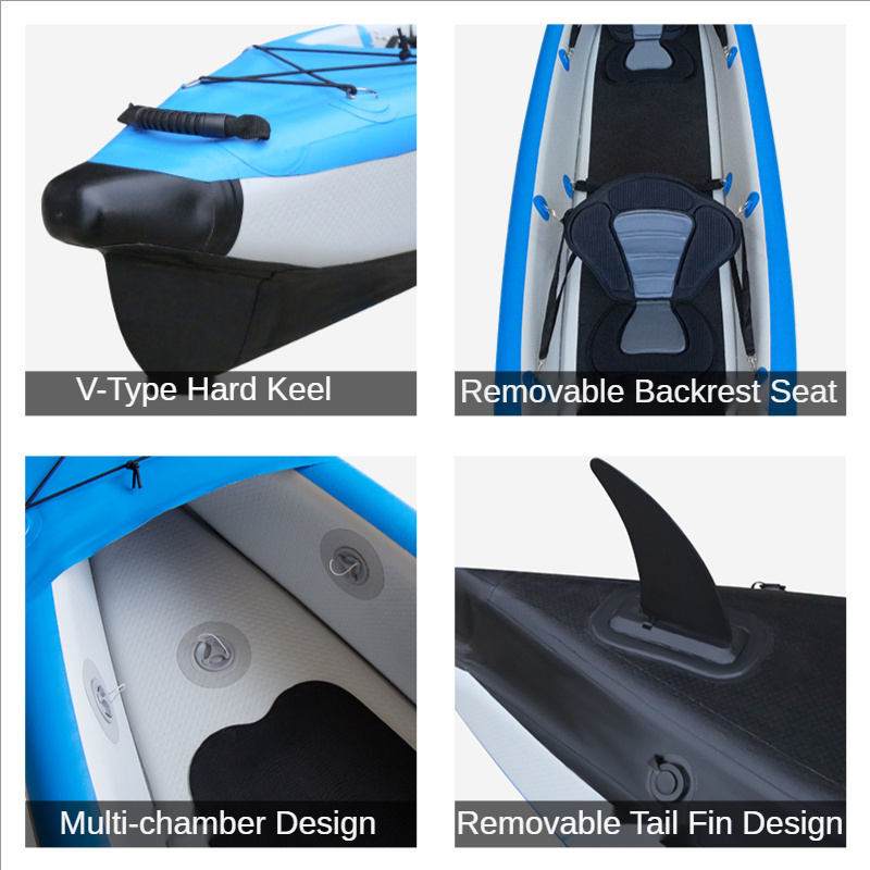 New Design Water Sport 2 Person Sit In Fishing Inflatable Drop Stitch Foldable Drift Canoe Kayak With Paddles