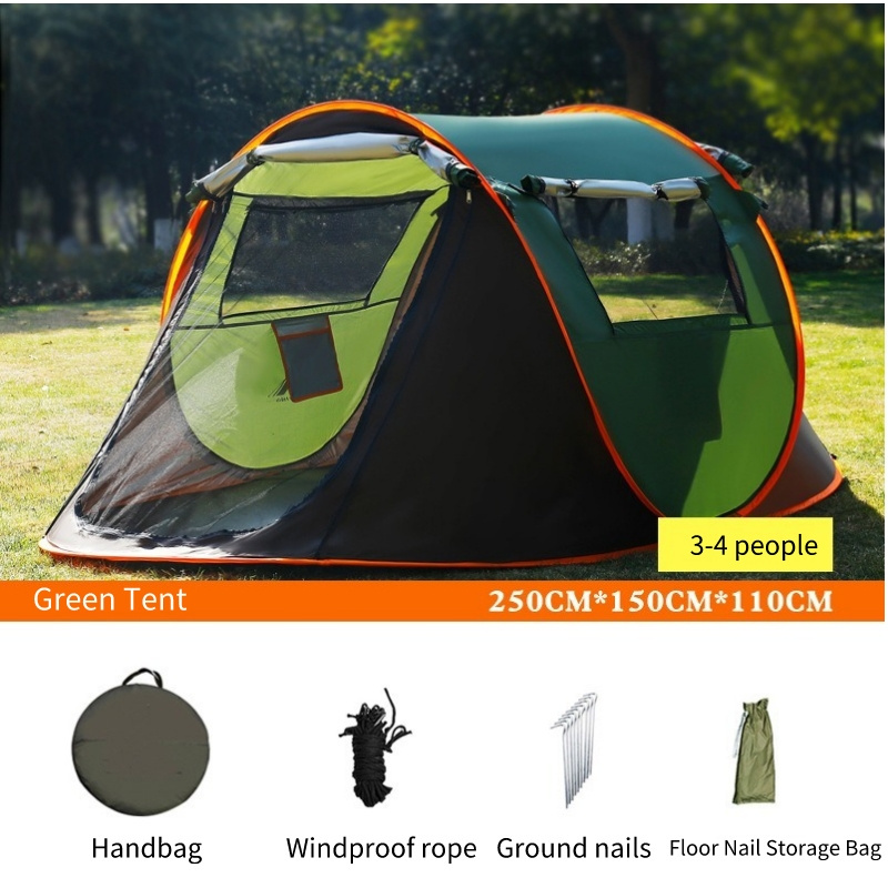 4 Person Easy Pop Up Waterproof Automatic Setup 2 Doors Instant Family Tent for Camping Hiking Traveling