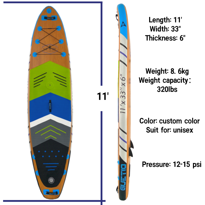 GUETIO 7 days to ship high-end wood grain surfboards Dropshipping OEM sup bord standup paddle board sub boards