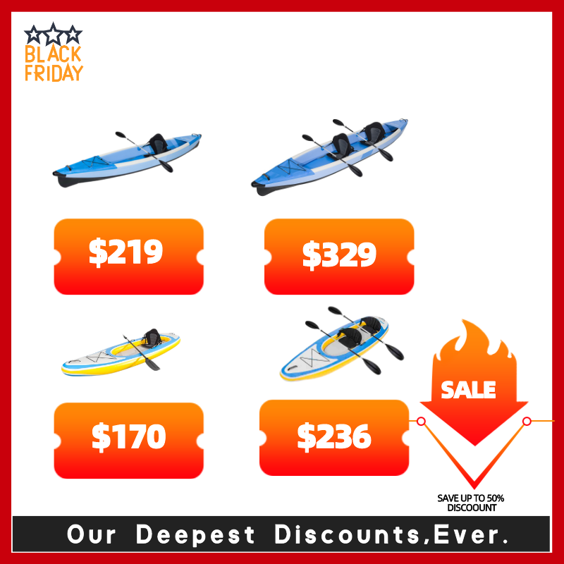 BLK Friday 50% Discount CE Certificate Drop Stitch Canoe/Kayak Rowing Boat 2 Person Fishing Tandem Kayak