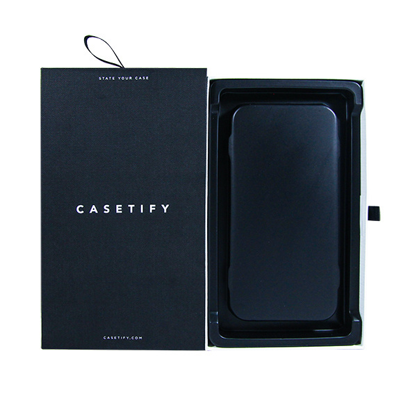 Simple design black paper eco - friendly packing box OEM custom drawer boxes phone case packaging