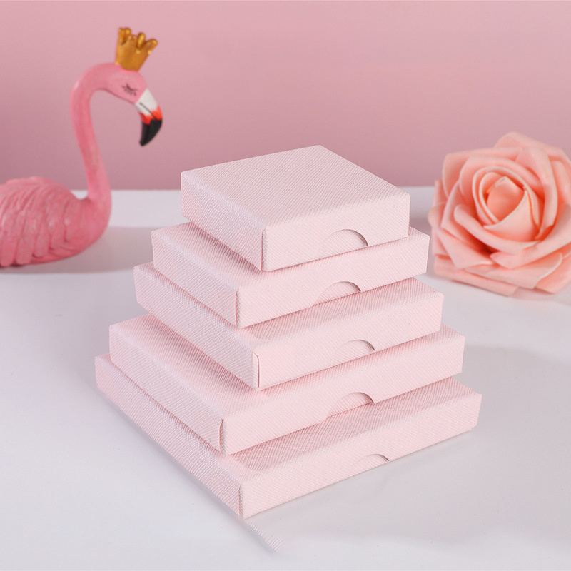 pink box Two pieces jewelry packaging box wholesale jewelry earring necklace package paper box with finger hole and foam