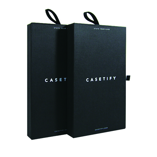 Simple design black paper eco - friendly packing box OEM custom drawer boxes phone case packaging