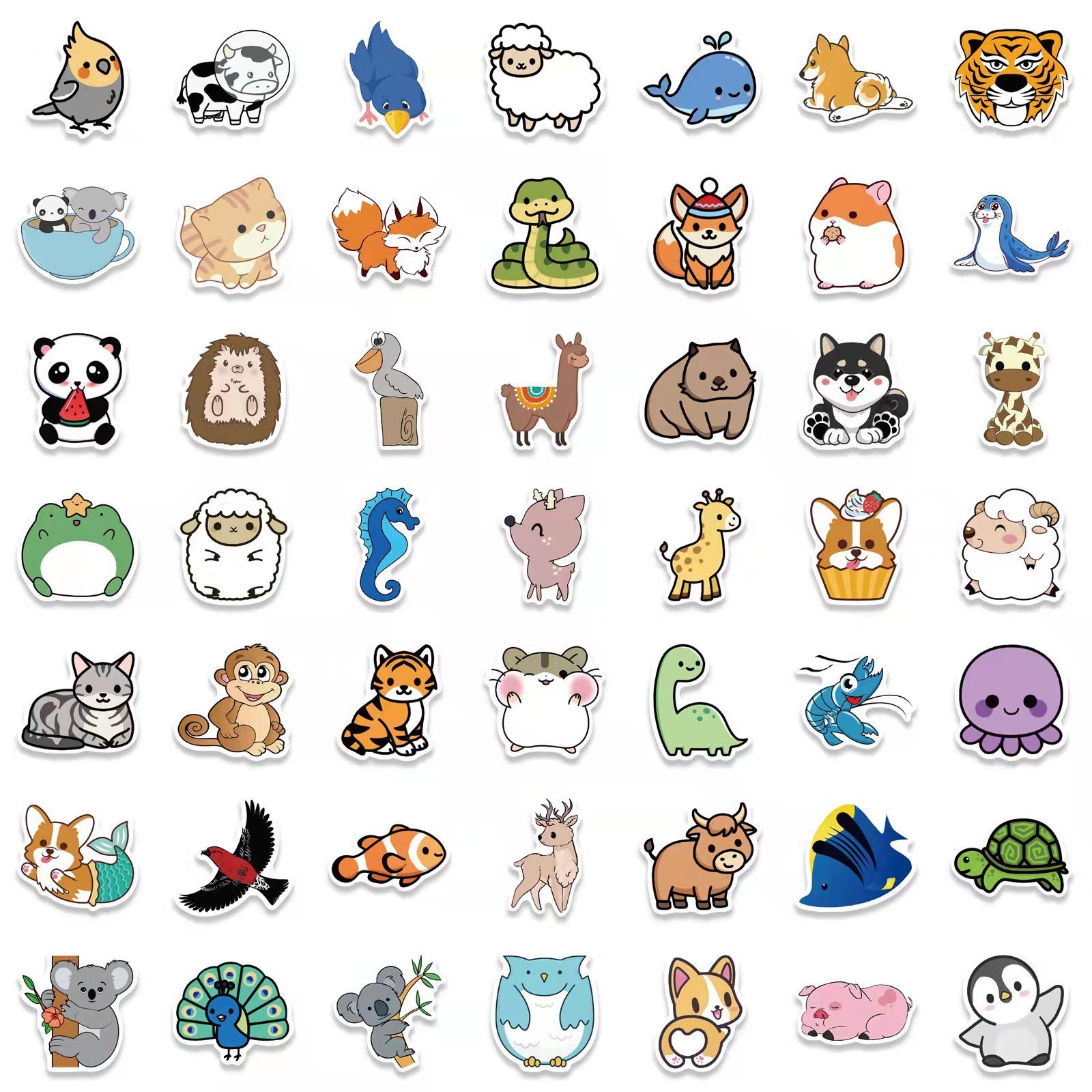 50 PCS cute Animal stickers vinyl waterproof kids phone Skateboard Notebook laptop stickers custom die cut sticker pack