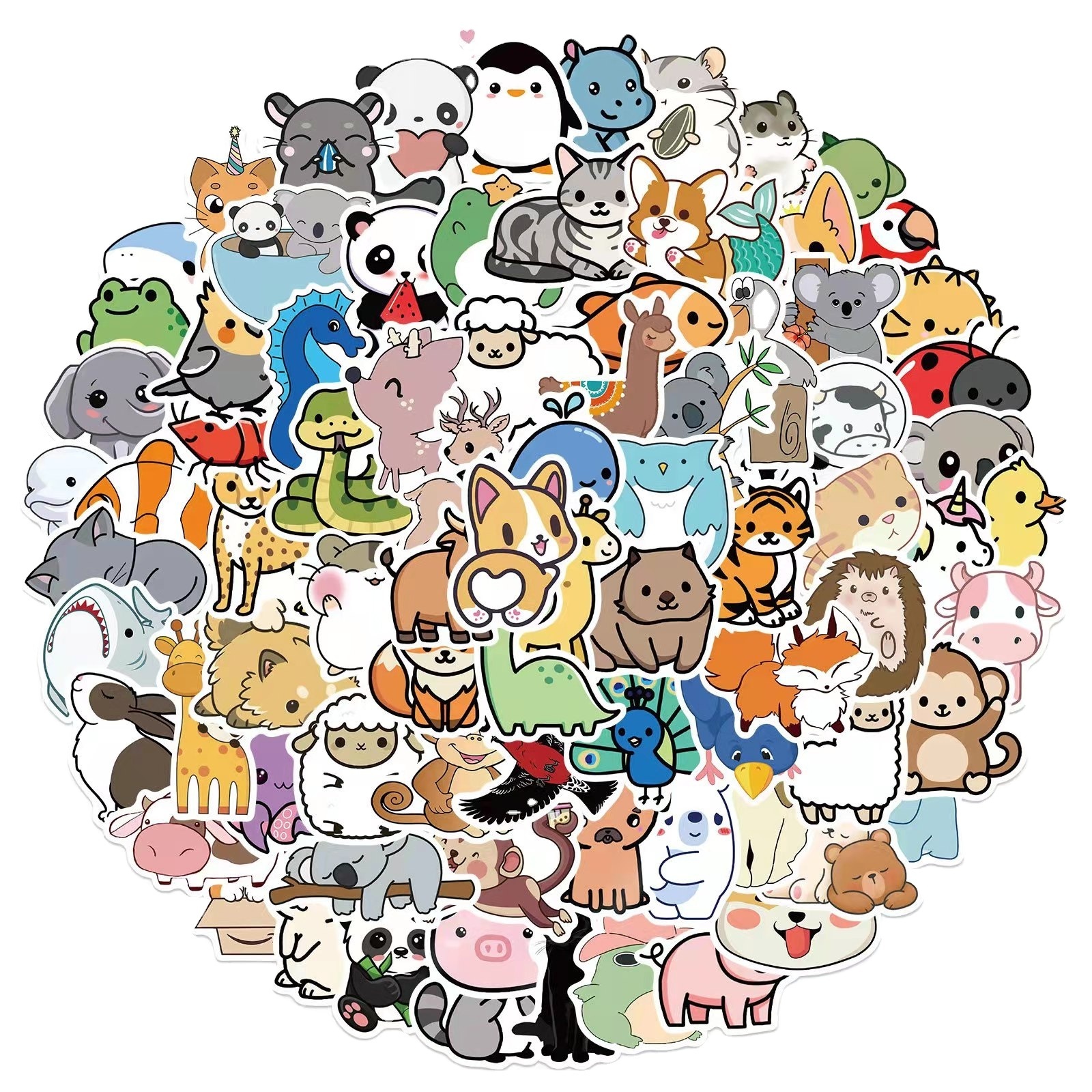 50 PCS cute Animal stickers vinyl waterproof kids phone Skateboard Notebook laptop stickers custom die cut sticker pack