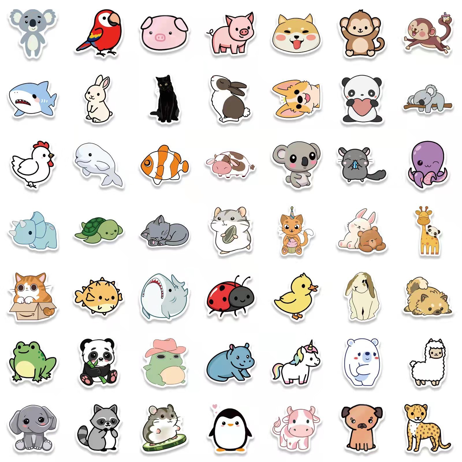 50 PCS cute Animal stickers vinyl waterproof kids phone Skateboard Notebook laptop stickers custom die cut sticker pack