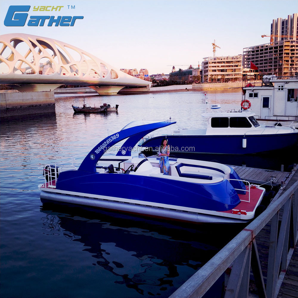 Gather Yacht Made In China new design 7.5m aluminum pontoon passenger boat for sale