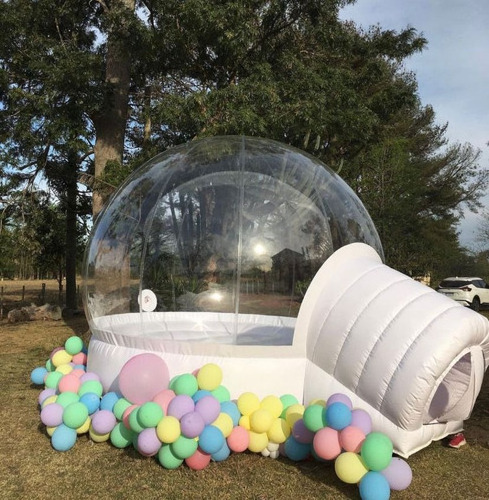 Bounce Bubble Igloo Tent Inflatable Clear Domes Kids House with Bouncy Slide Tunnel Bubble Tent