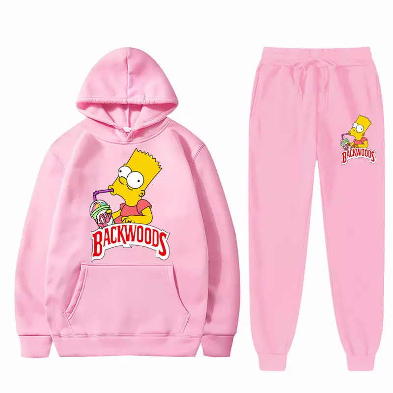 American Style Backwoods Tracksuit Simpson Unisex Men Hoodie And Sweat Pants Jogger Set