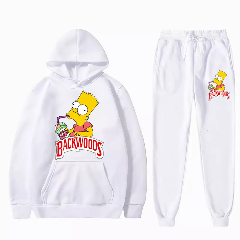 American Style Backwoods Tracksuit Simpson Unisex Men Hoodie And Sweat Pants Jogger Set