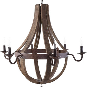 Rustic Brush Bronze Chandelier 4-light Farmhouse Wood Pendant Hanging Kitchen Lamp Adjustable Height Pendant Lighting Fixture