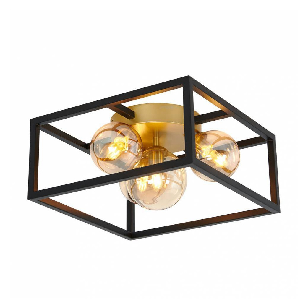 Industrial Vintage Matte Black Chandelier 3 Lights Square Shape Pendant Lamp Kitchen Living Room Decor