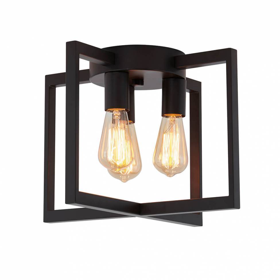 Farmhouse 4-light Flush Mounted Black Ceiling Light Kitchen Island Dinning Room Hallway