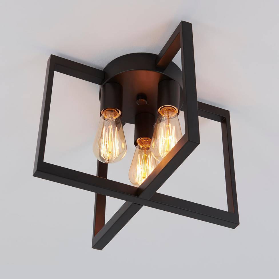 Farmhouse 4-light Flush Mounted Black Ceiling Light Kitchen Island Dinning Room Hallway