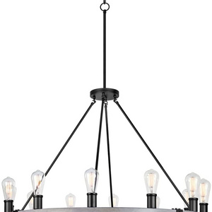 Black Wagon Wheel Chandelier Farmhouse Industrial Metal Round Pendant Light For Dining Room Entryway Hallway