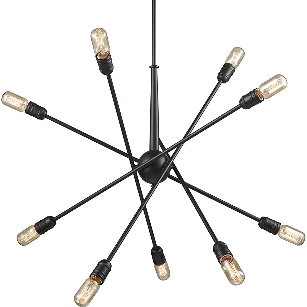 Farmhouse Oil Rubbed Bronze Chandelier 10-Light Industrial Vintage Pendant Light Kitchen Island Dinning Room