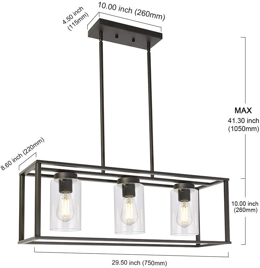 Contemporary Chandeliers Modern Lighting Fixtures Kitchen Cage Linear Farmhouse Flush Mount Hanging  Light with Glass Shade